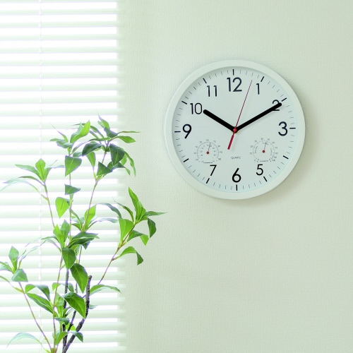 掛時計 温湿度計付 アーバン 25cm WH