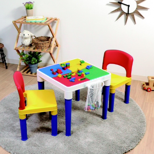 キッズテーブル×1+チェア×2ブロック付 4セット