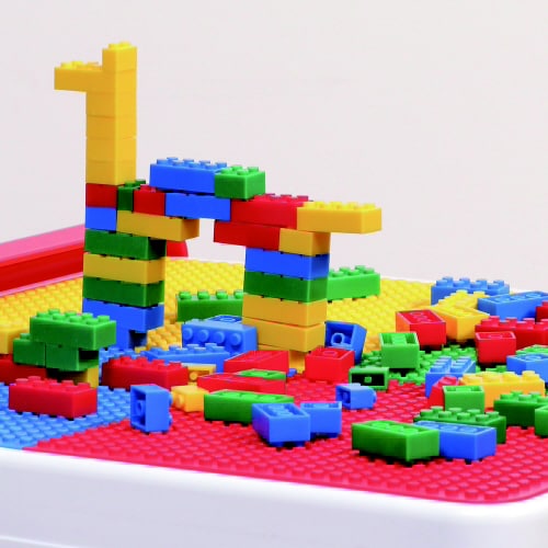 キッズテーブル×1+チェア×2ブロック付 4セット