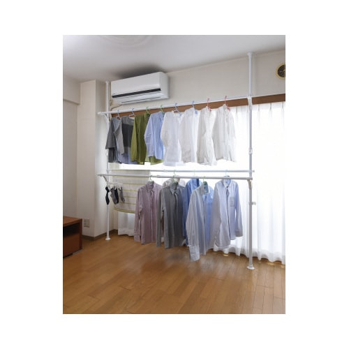 たっぷり物干しハンガーラックWH