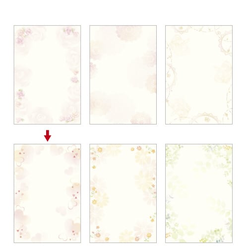 洋柄用紙フラール はがきサイズ ハートフル 5冊入