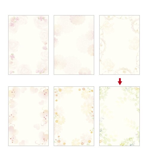 洋柄用紙フラール はがきサイズ グリーンズ 5冊入