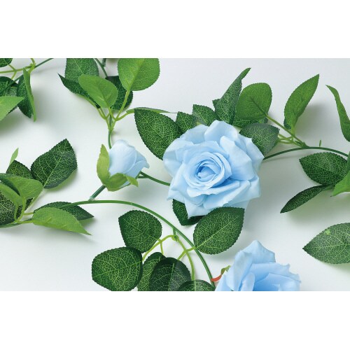フェイクグリーン ガーランド バラ 青