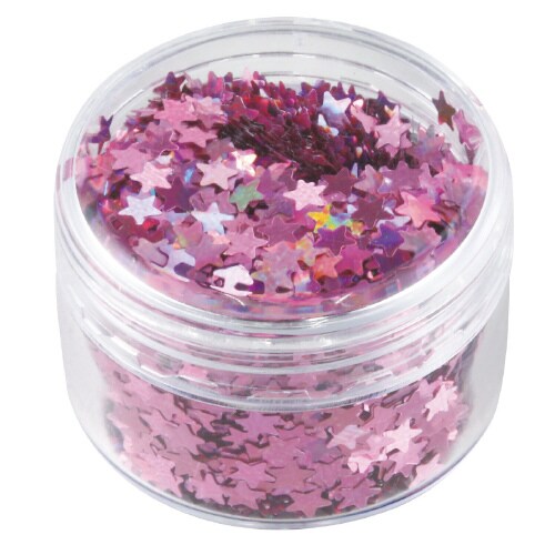 ホログラムグリッター星 3mm ピンク