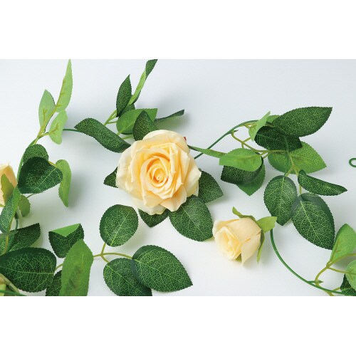 フェイクグリーン ガーランド バラ オレンジ