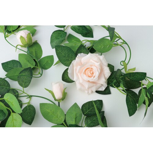 フェイクグリーン ガーランド バラ ピンク