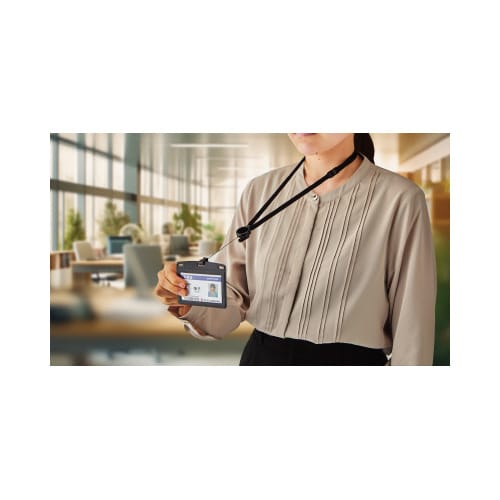 吊り下げ名札リール式レザーヨコ名刺1枚赤×2