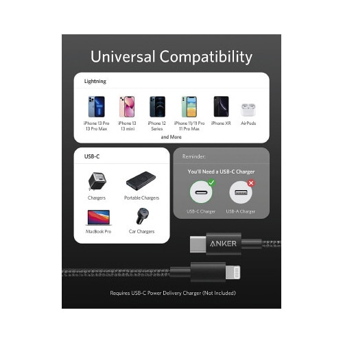 USB−C & ライトニング ケーブル 0.3m