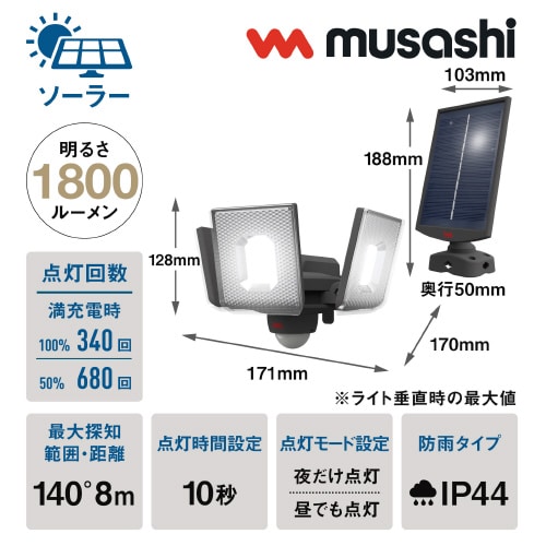 7.5W×3灯LEDソ−ラ−センサ−ライト