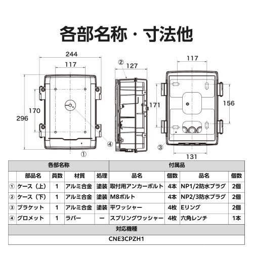 ネットワークカメラ 取付ボックス