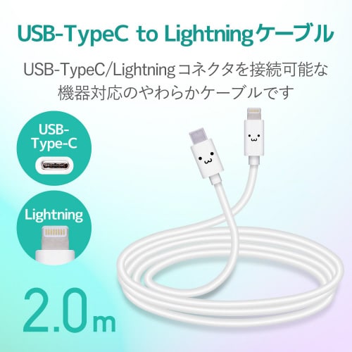 USBC−Lightningケーブル2m白