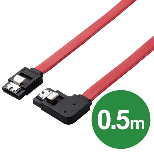 SATAケーブルS−右L 6G対応 0.5m 赤