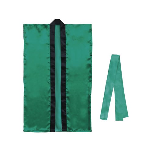 ソフトサテンロングハッピL緑(ハチマキ付)