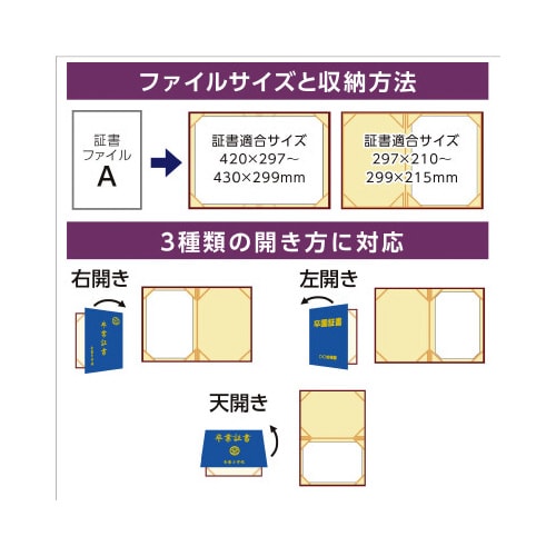 証書ファイル 高級和紙風 A 紺