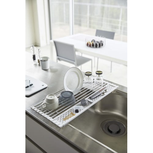 折り畳み水切り タワー トレー付き L ホワイト