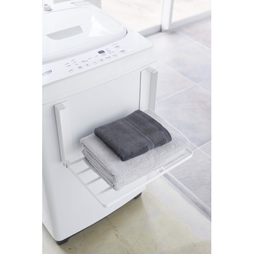 洗濯機横マグネット折り畳み棚 タワー ホワイト