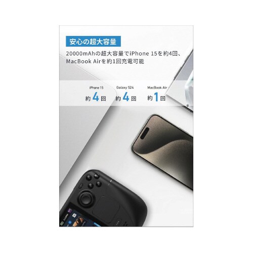 PowerBank20000mAh87WCケーブル