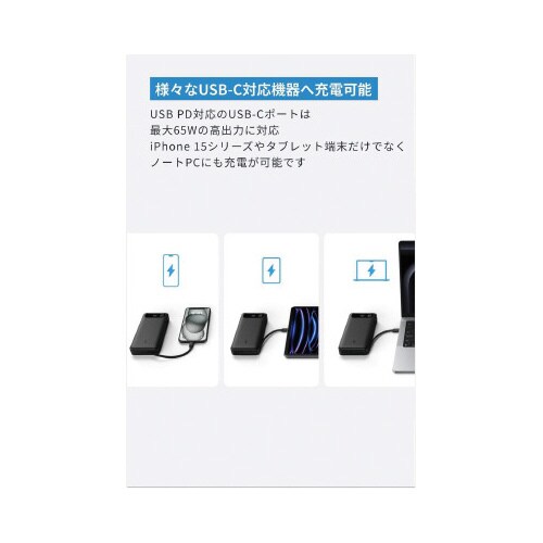 PowerBank20000mAh87WCケーブル