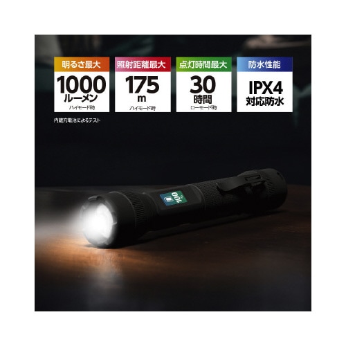 デジタルインジケーター付き充電式ハンドライト