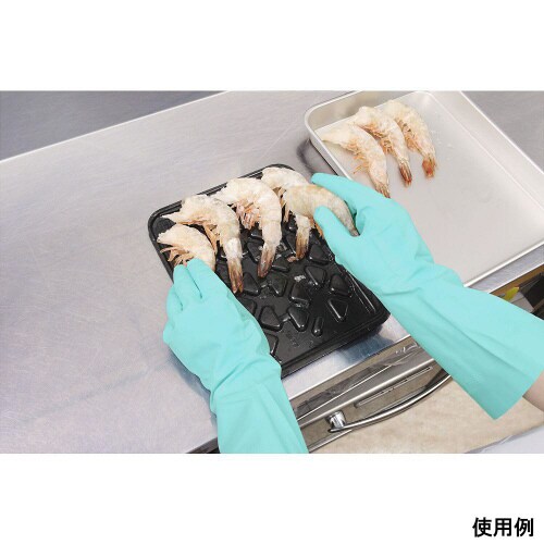 ニトリルゴム製手袋 薄手 L グリーン