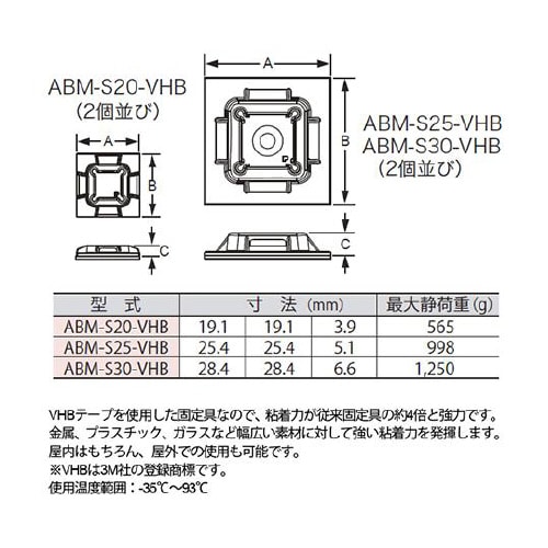 ABM−S25−VHB 強力固定ベース