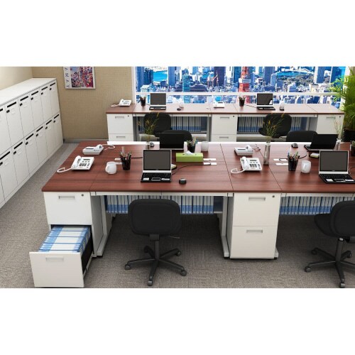 オフィスデスク 脇机2段 幅400DB天板WH本体