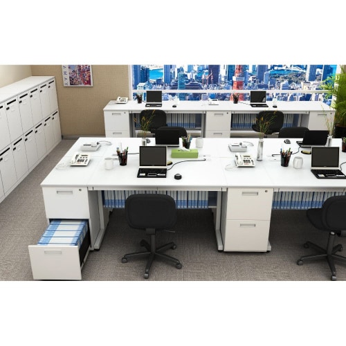 オフィスデスク 脇机2段 幅400WH天板WH本体