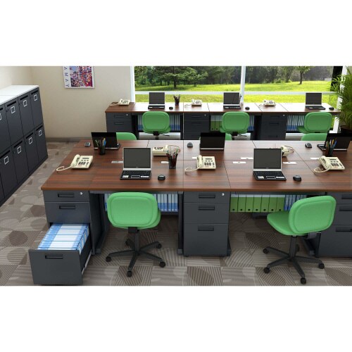 オフィスデスク 脇机3段 幅400DB天板BK本体