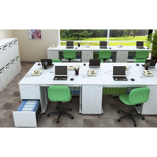 オフィスデスク 脇机3段 幅400WH天板WH本体