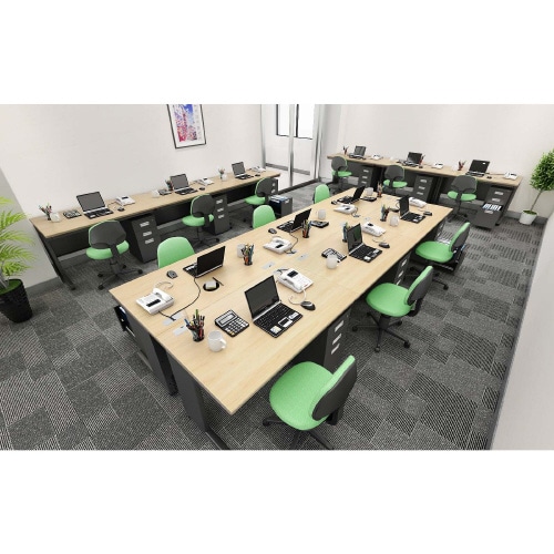 オフィスデスク 平机 幅1200 NA天板BK脚