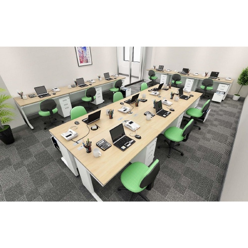 オフィスデスク 平机 幅1200 NA天板WH脚