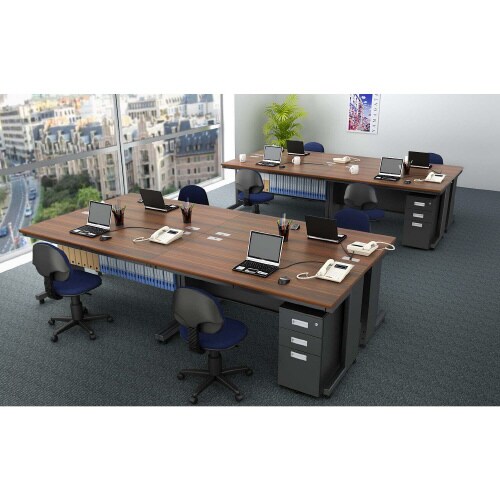 オフィスデスク 平机 幅1400 DB天板BK脚