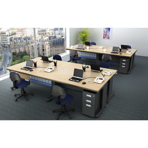 オフィスデスク 平机 幅1400 NA天板BK脚