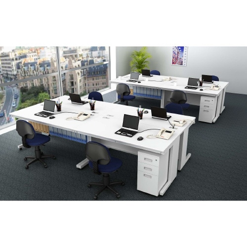 オフィスデスク 平机 幅1400 WH天板WH脚