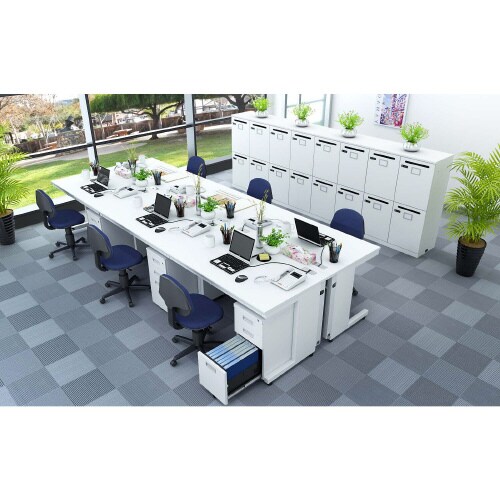 配線オフィスデスク平机 幅1200WH天板WH脚