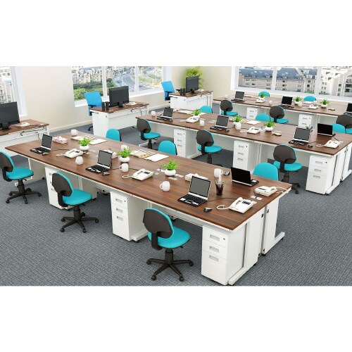 配線オフィスデスク平机 幅1400DB天板WH脚