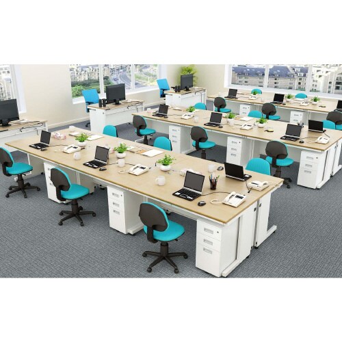 配線オフィスデスク平机 幅1400NA天板WH脚