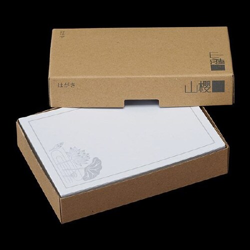 弔事はがき 細枠 はす 100枚