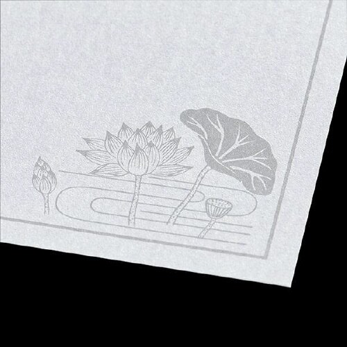 弔事はがき 細枠 はす 100枚