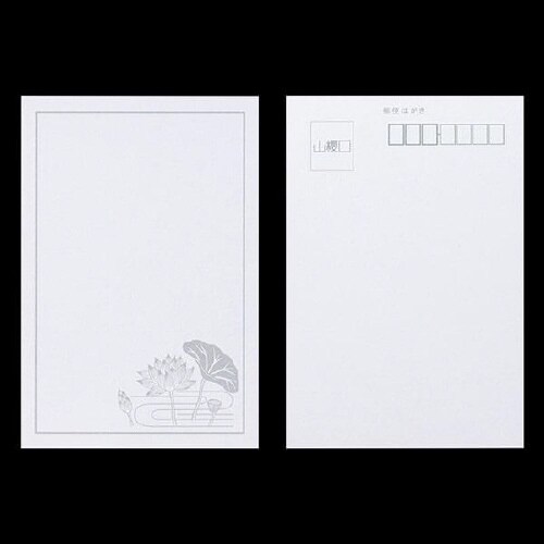 弔事はがき 細枠 はす 100枚