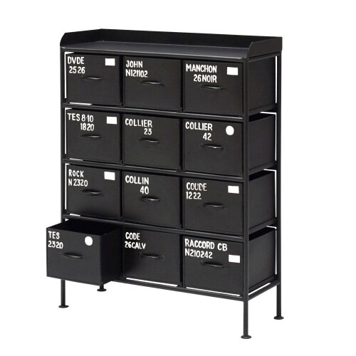 縦型12杯引出チェスト MSG BK