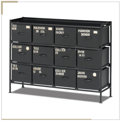 横型12杯引出チェスト MSG BK