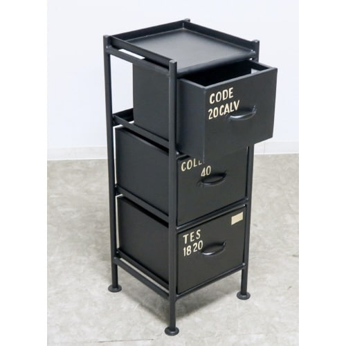 縦型3杯引出チェスト MSG BK