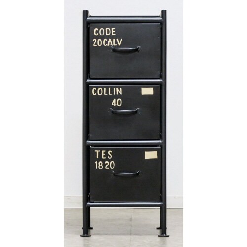 縦型3杯引出チェスト MSG BK