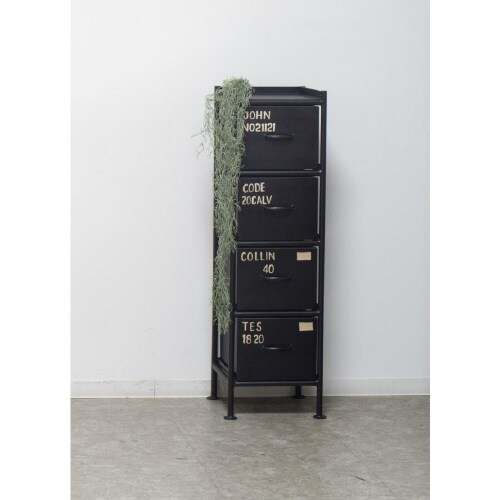 縦型4杯引出チェスト MSG BK