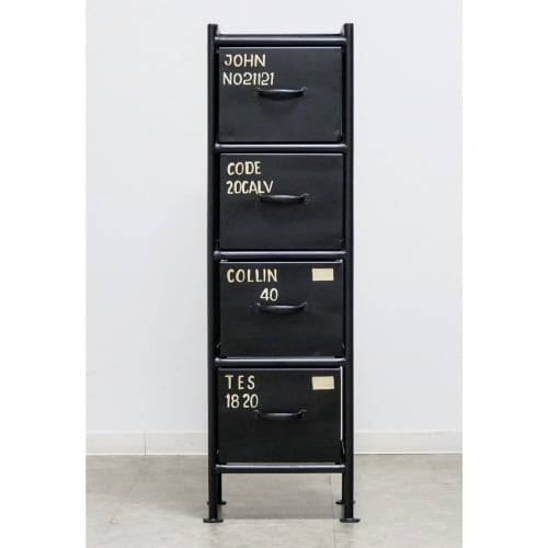 縦型4杯引出チェスト MSG BK