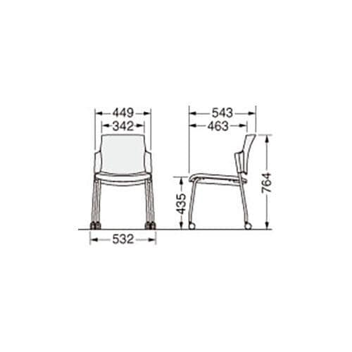 ルシーノキャスター付背カバー付 WHシェル・グレー