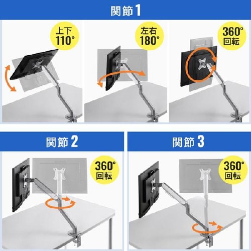 水平垂直液晶モニターアーム