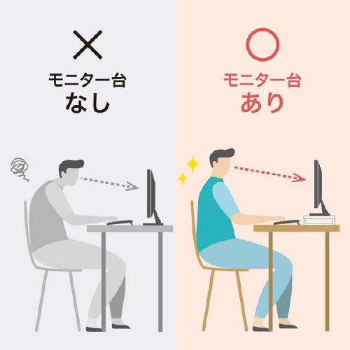コンセント付きモニター台(W600・ブラック)