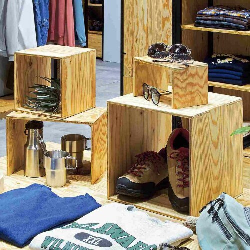 木製ディスプレイボックス ラーチ合板 20cm角